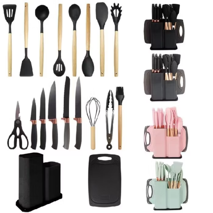 No momento, você está visualizando Kit Conjunto 19 Pçs De Utensílios Facas Silicone e Plástico Cozinha Jogo Completo